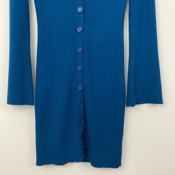 NWT Princess Polly Isadora Mini Dress Navy Blue Size L/XL Long Sleeve Ribbed - Picture 5 of 9